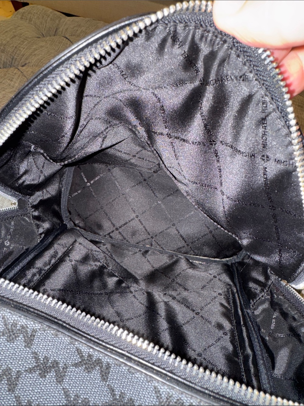 Michael Kors Bag Jet Set MK Logo Black Gray Backpack - Picture 12 of 17